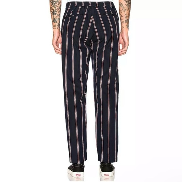 💫HP‼️💫 Men’s NWT STUSSY Bryan Pant in Navy/Black/Red/Gray Stripes, Size XL - Picture 4 of 8